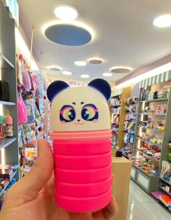 Estojo Silicone Retrátil Panda Rosa Puket