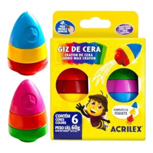 Giz de Cera Jumbo Foguete 6 Cores Acrilex