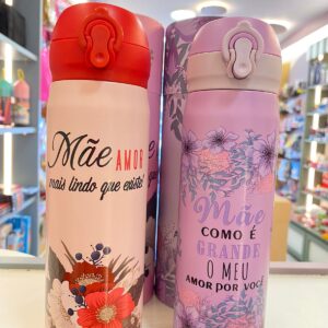Garrafa Térmica MÃE com Estampa Floral 400ml