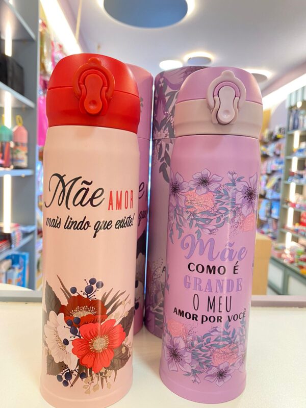 Garrafa Térmica MÃE com Estampa Floral 400ml