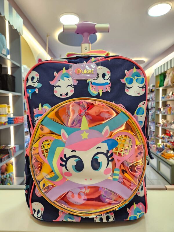 Mochila com Rodinha Média Unicórnio Tênis Puket