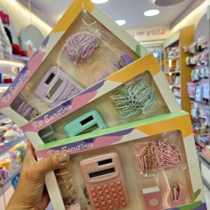 Kit Escritório Candy Color 90 Peças com Calculadora