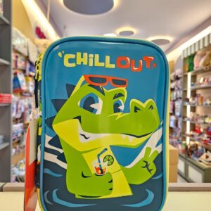 Estojo Box Grande com Divisória Jacaré Relax Azul Petróleo Puket