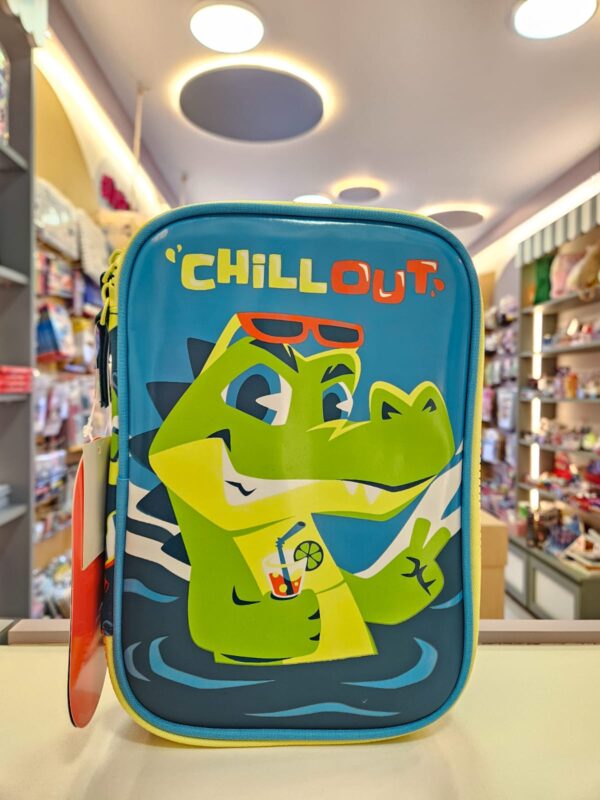 Estojo Box Grande com Divisória Jacaré Relax Azul Petróleo Puket