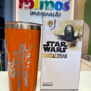 Copo Térmico com Tampa e Abridor Mandaloriano Star Wars 500ml Zona Criativa