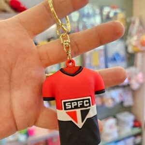 Chaveiro Time Oficial Formato Camisa São Paulo FC em PVC 6cm Mileno