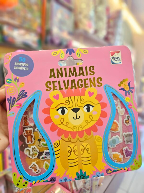 Livro Infantil Coleção Livro com Adesivos Fofinhos Happy Books: Animais Selvagens
