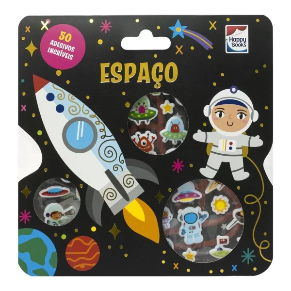 Livro Infantil Coleção Livro com Adesivos Fofinhos Happy Books: Espaço - Imagem 2