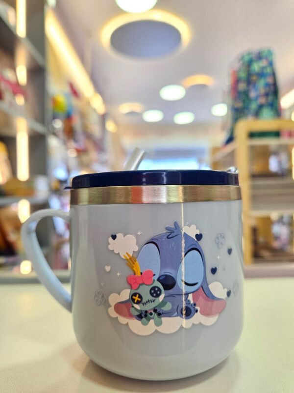 Caneca Infantil Flip com Canudo Stitch Disney 250ml Zonacriativa