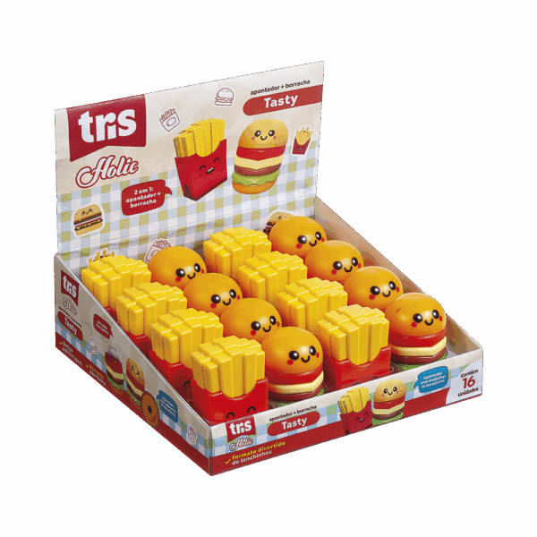 Apontador com Depósito + Borracha Lanches Tris - Imagem 2