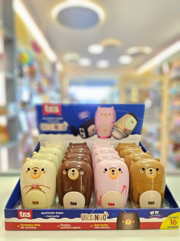 Apontador Duplo com Depósito + Borracha Ursinho Tris