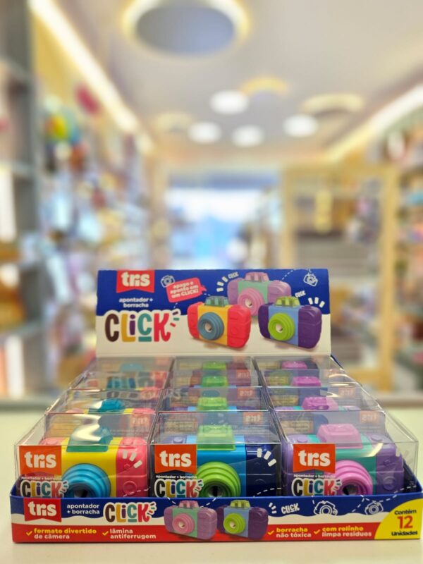 Apontador com Depósito + Borracha + Rolinho Click Tris