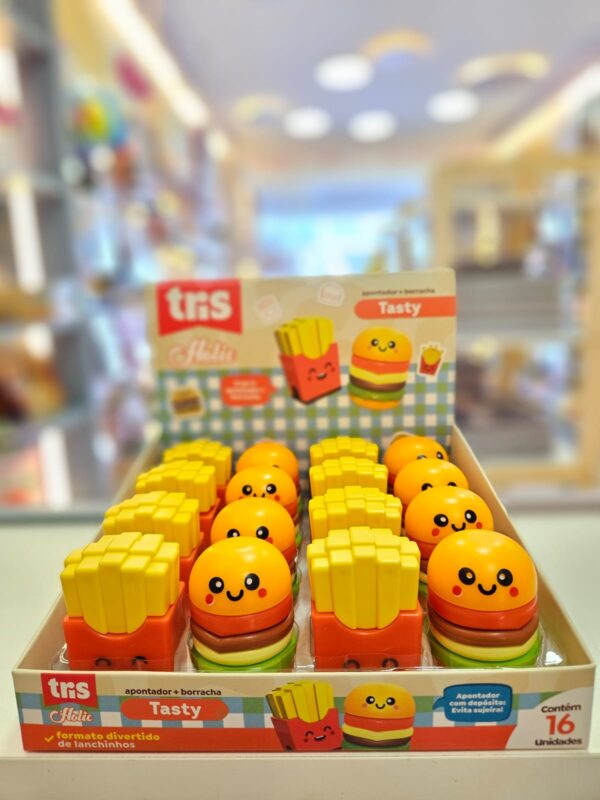 Apontador com Depósito + Borracha Lanches Tris