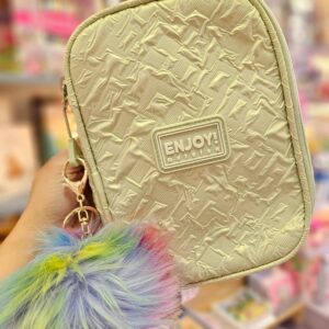 Estojo Box Grande Pompom Cor Verde Enjoy