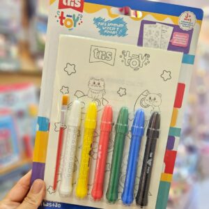 Kit Guache Bastão com 6 Cores + 8 Folhas para Colorir + 01 Pincel Toy Tris