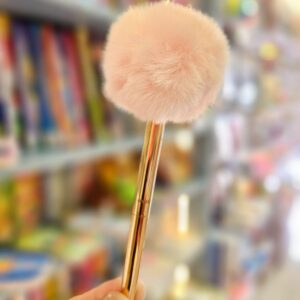 Caneta Esferogrática Pompom Metálica Cisne 1,0mm Escrita Preta Molin