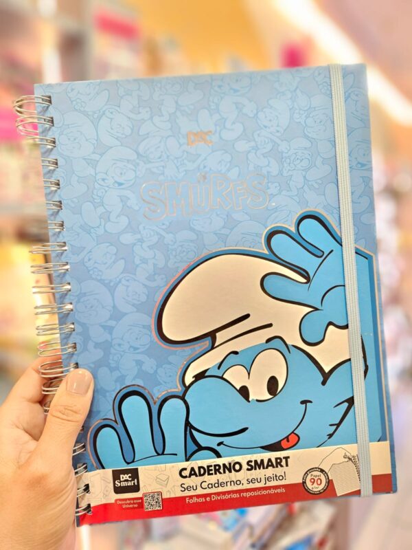 Caderno Smart Universitário Capa Dura 80 Folhas 10 Divisórias Smurfs DAC