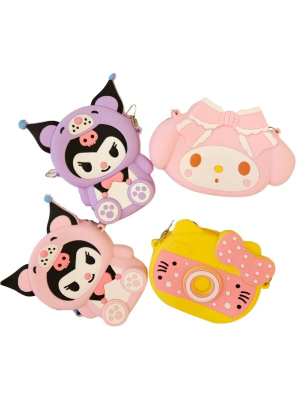 Mini Bolsa Infantil Silicone com Zíper e Alça Regulável Turma Hello Kitty Sanrio