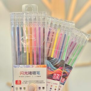 Kit Caneta Gel Glitter Fluorescente Coloridas
