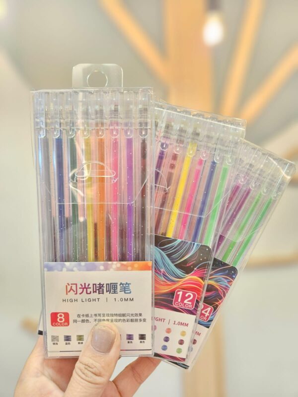 Kit Caneta Gel Glitter Fluorescente Coloridas