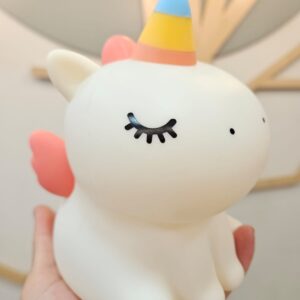 Luminária de Mesa de Silicone Formato de Unicórnio Com Timer de Sono