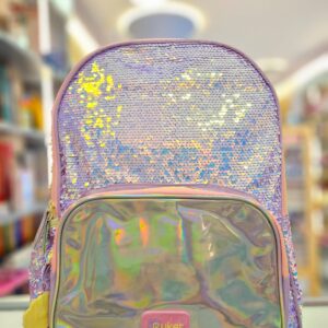 Mochila de Costas Grande  Paetê Gata Sereia Lavanda Puket