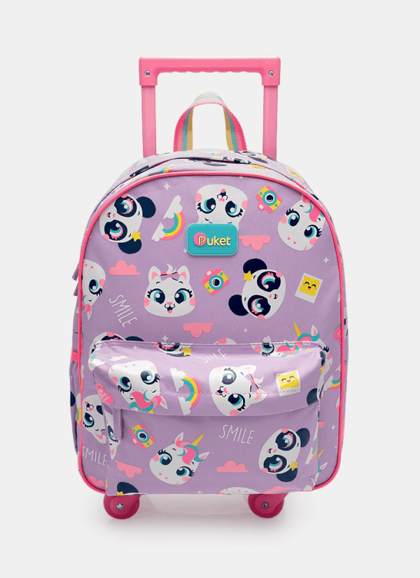 Mochila com Rodinha Média Multibichos Best Friend Lavanda Puket