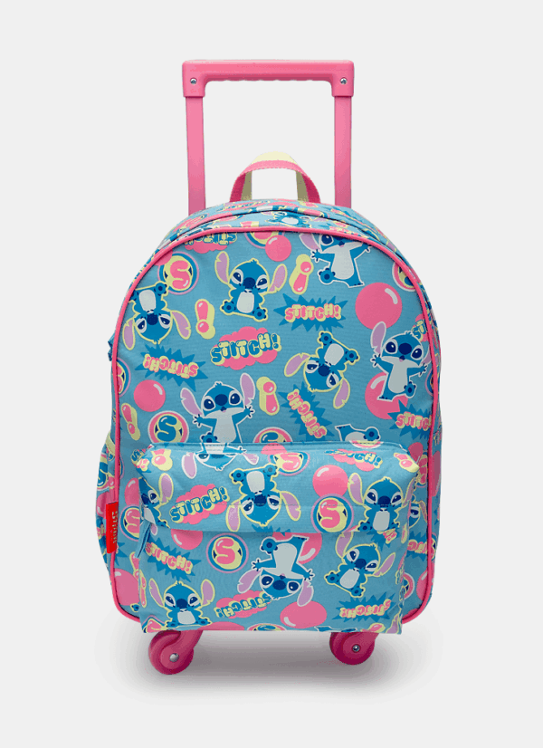 Mochila com Rodinha Média Stitch Azul Céu Puket