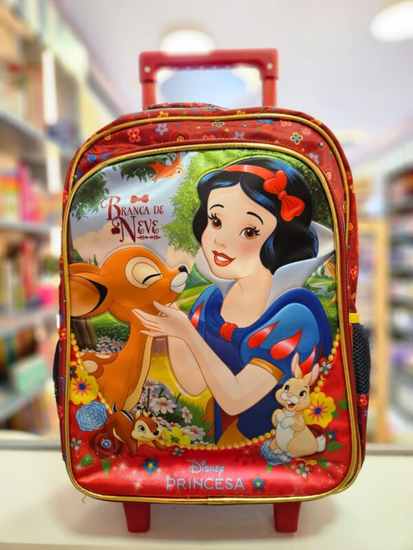 Mochila com Rodinha com Organizador Frontal Branca de Neve Xeryus