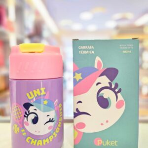 Garrafa Térmica com Canudo Unicórnio Tênis 500ml Puket