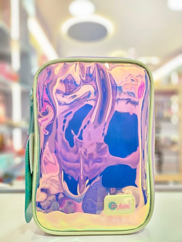 Estojo Box Grande com Divisória Color Block Rosa Puket