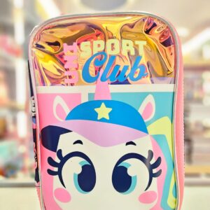 Estojo Box Grande com Divisória Unicórnio Tênis Azul Marinho Puket