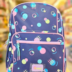 Mochila de Costas Grande Geométrica Fun de Leve Azul Marinho Puket