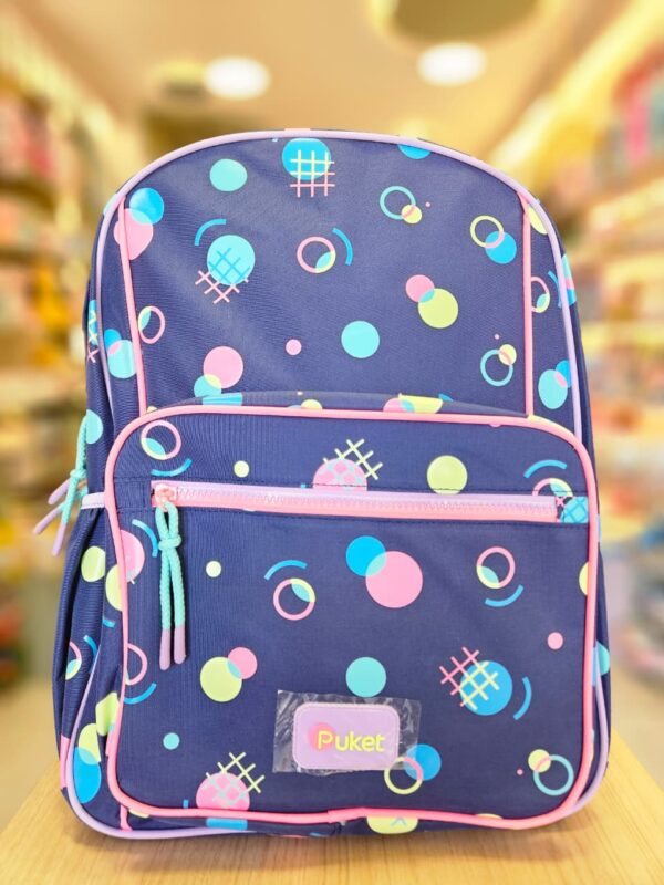 Mochila de Costas Grande Geométrica Fun de Leve Azul Marinho Puket