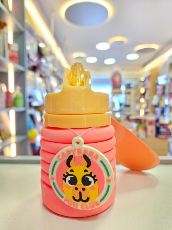 Garrafa Dobrável Silicone Capivara Rosa Puket