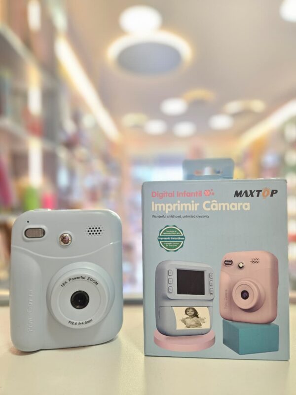 Câmera Fotográfica Digital Infantil com Impressão Instantânea Cor Azul Maxtop