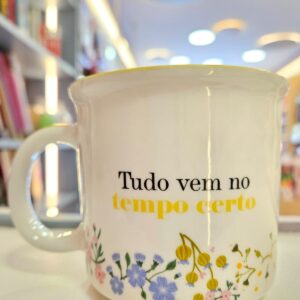 Caneca de Cerâmica Tom Motivacional Floral 350ml Zonacriativa