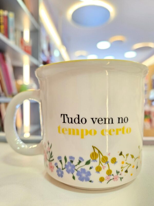 Caneca de Cerâmica Tom Motivacional Floral 350ml Zonacriativa