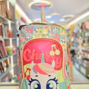 Mochila com Rodinha Grande Unicórnio Cherry Verde Água Puket