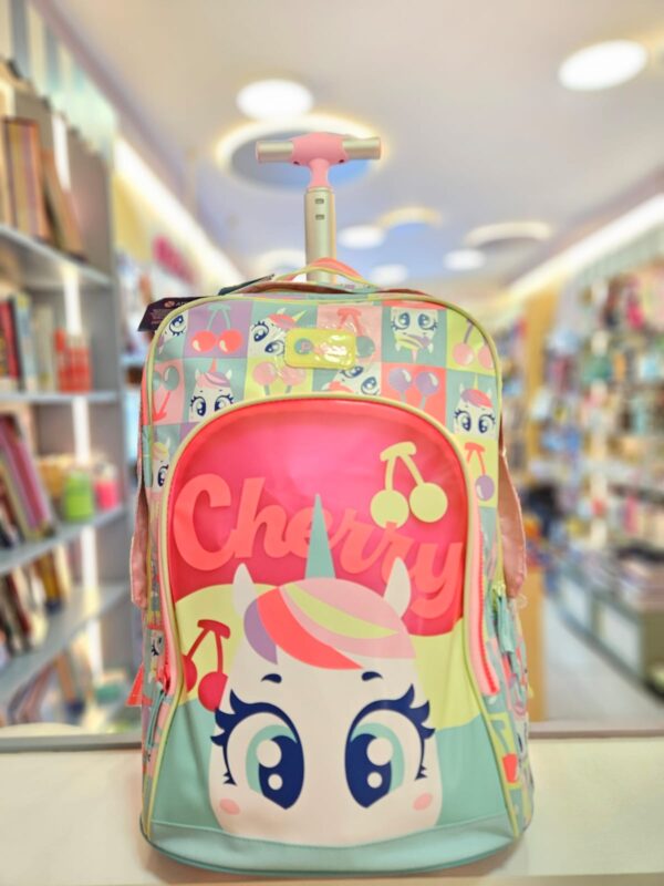 Mochila com Rodinha Grande Unicórnio Cherry Verde Água Puket