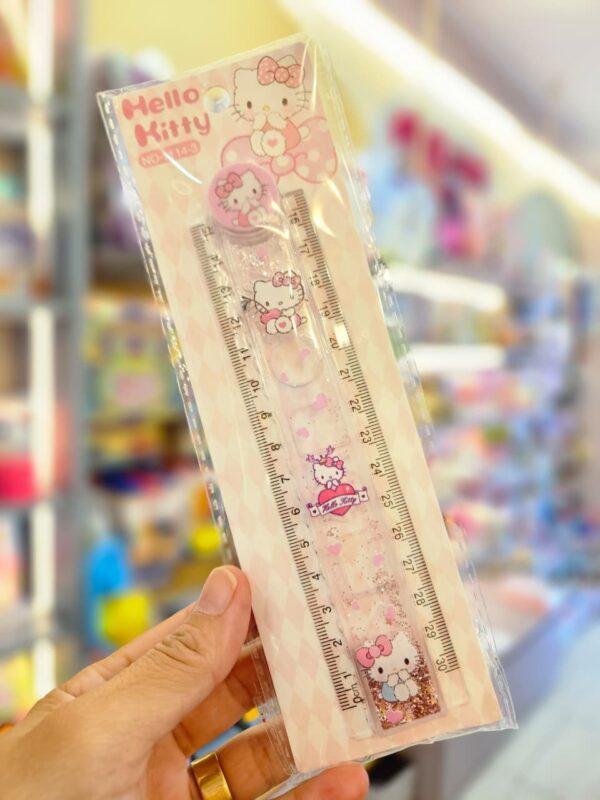 Régua Dobrável Acrílica com Glitter Hello Kitty