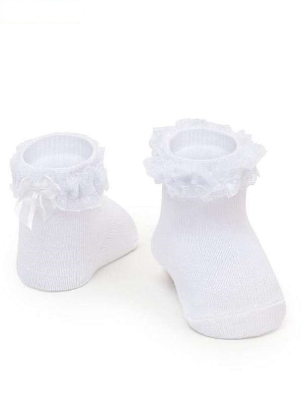 Meia Festa Branca Puket Tamanho: 05 a 08 Meses