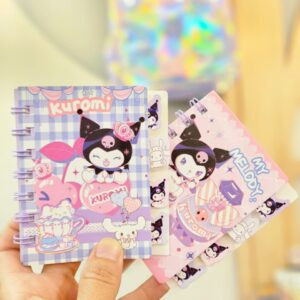 Caderneta de Anotação 10,5x09 cm com Divisórias Kuromi Sanrio