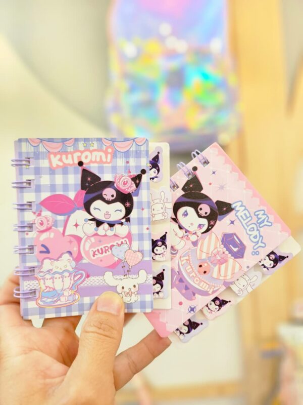 Caderneta de Anotação 10,5x09 cm com Divisórias Kuromi Sanrio