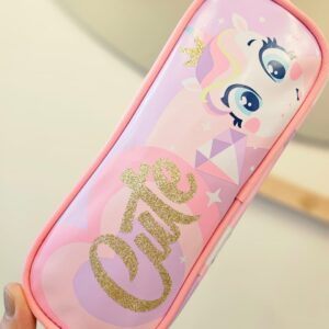 Estojo Escolar Triplo Unicórnio Diamante Lavanda Puket