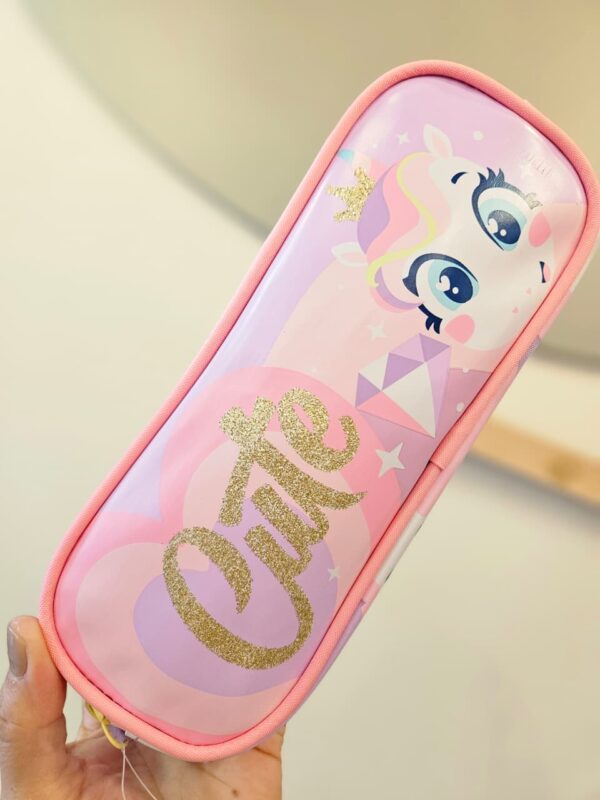 Estojo Escolar Triplo Unicórnio Diamante Lavanda Puket