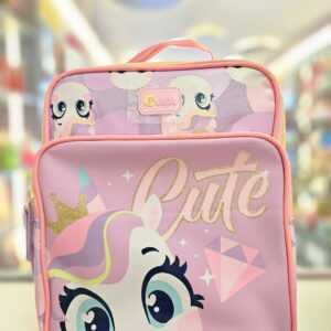 Lancheira Térmica com Bolso Frontal Unicórnio Diamante Lavanda Puket