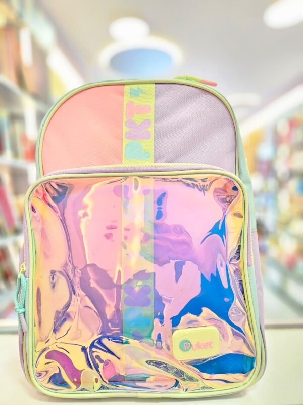 Mochila de Costas Grande Color Block Menina Rosa Puket