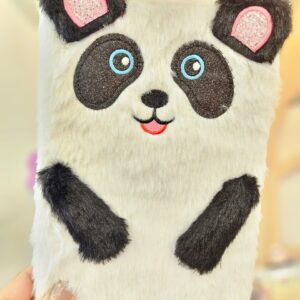 Caderno de Anotações Pequeno Bordado Pelúcia 80 Folhas Panda