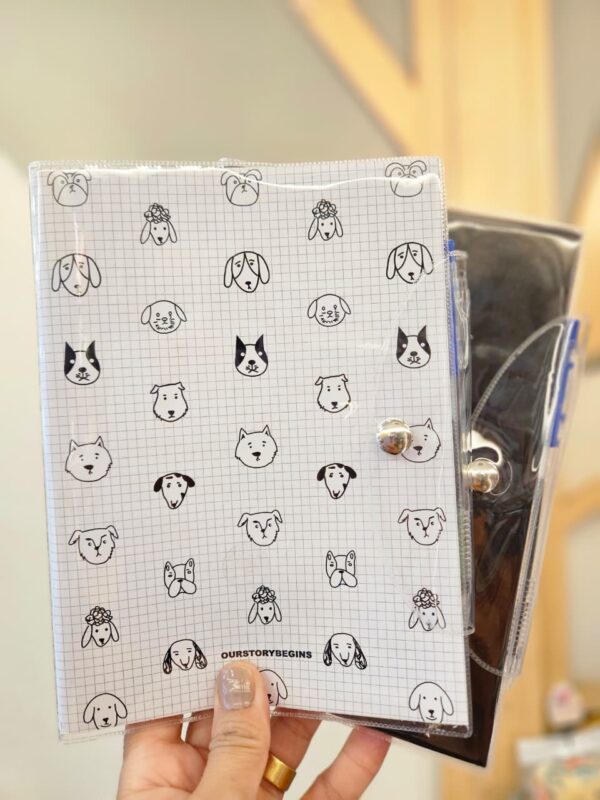 Kit Caderno de Anotação Pequeno com Caneta Capa PVC Transparente